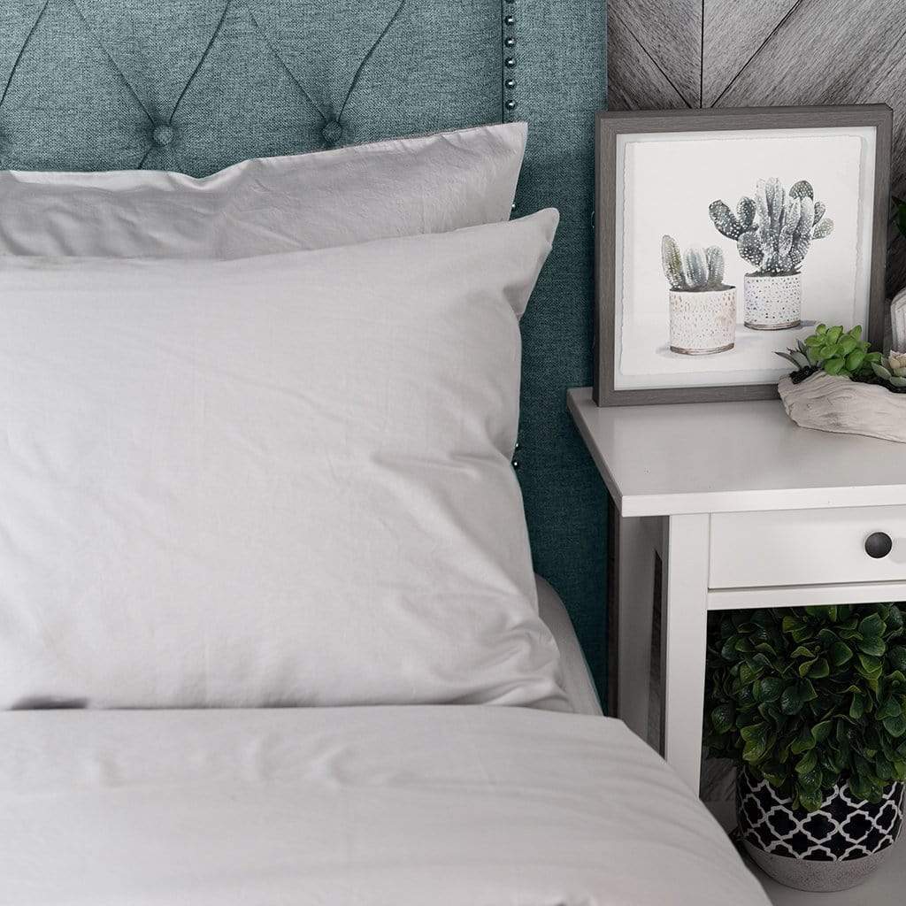 pillows featuring light grey washed sateen pillowcases 
