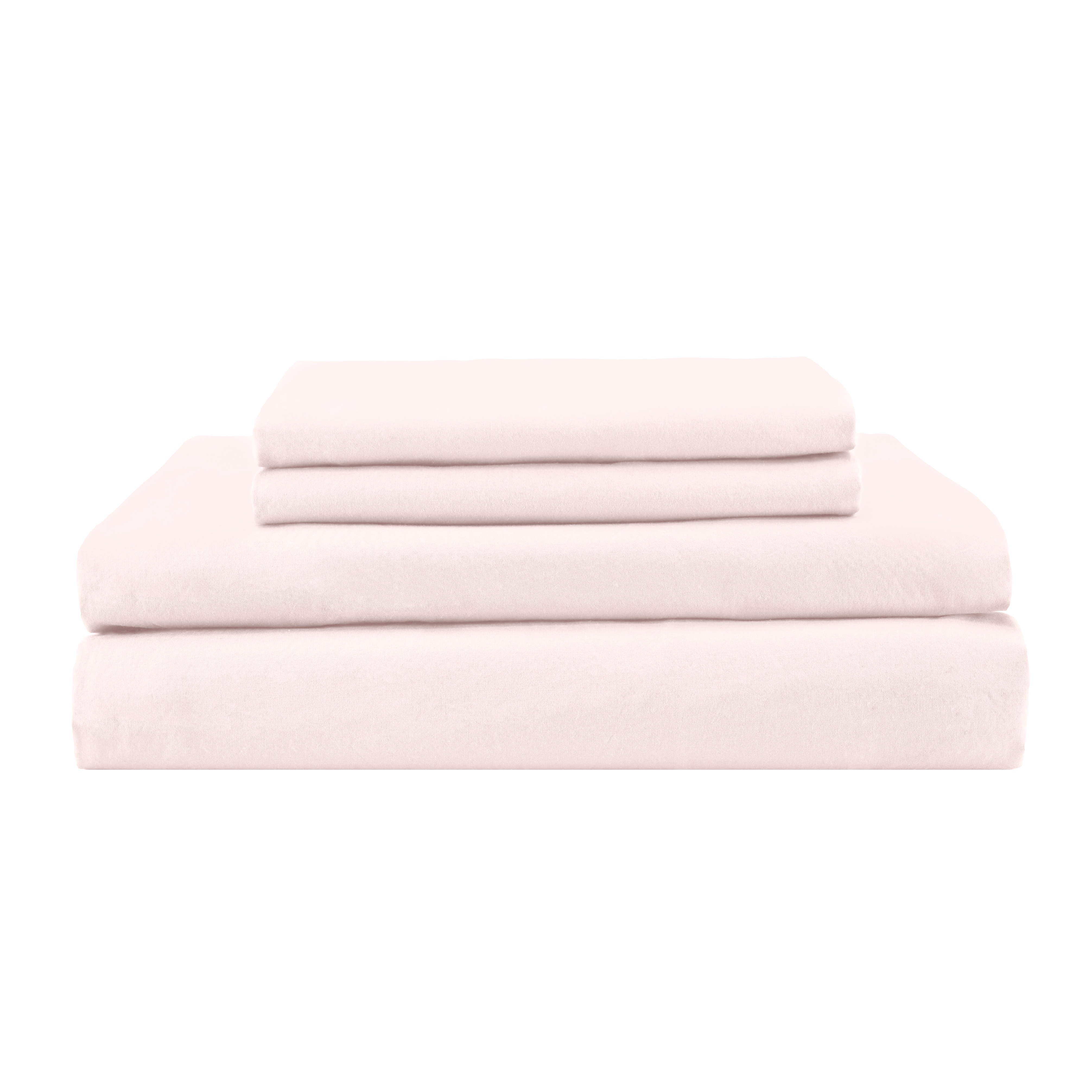 Folded white washed percale sheet set