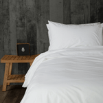 Bed featuring White Washed Percale Duvet Cover