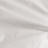 Close up of white percale duvet cover