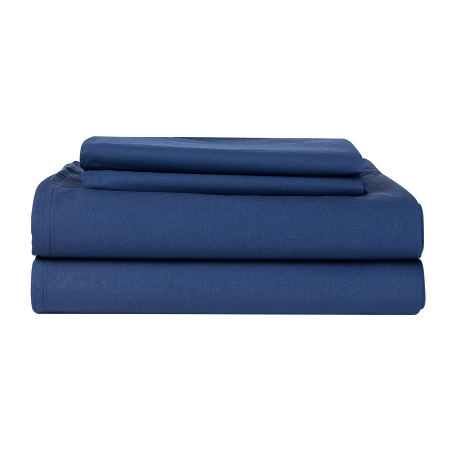 Navy Folded Percale Sheet Set 2 Pillow cases 1 Fitted Sheet 1 Loose Sheet