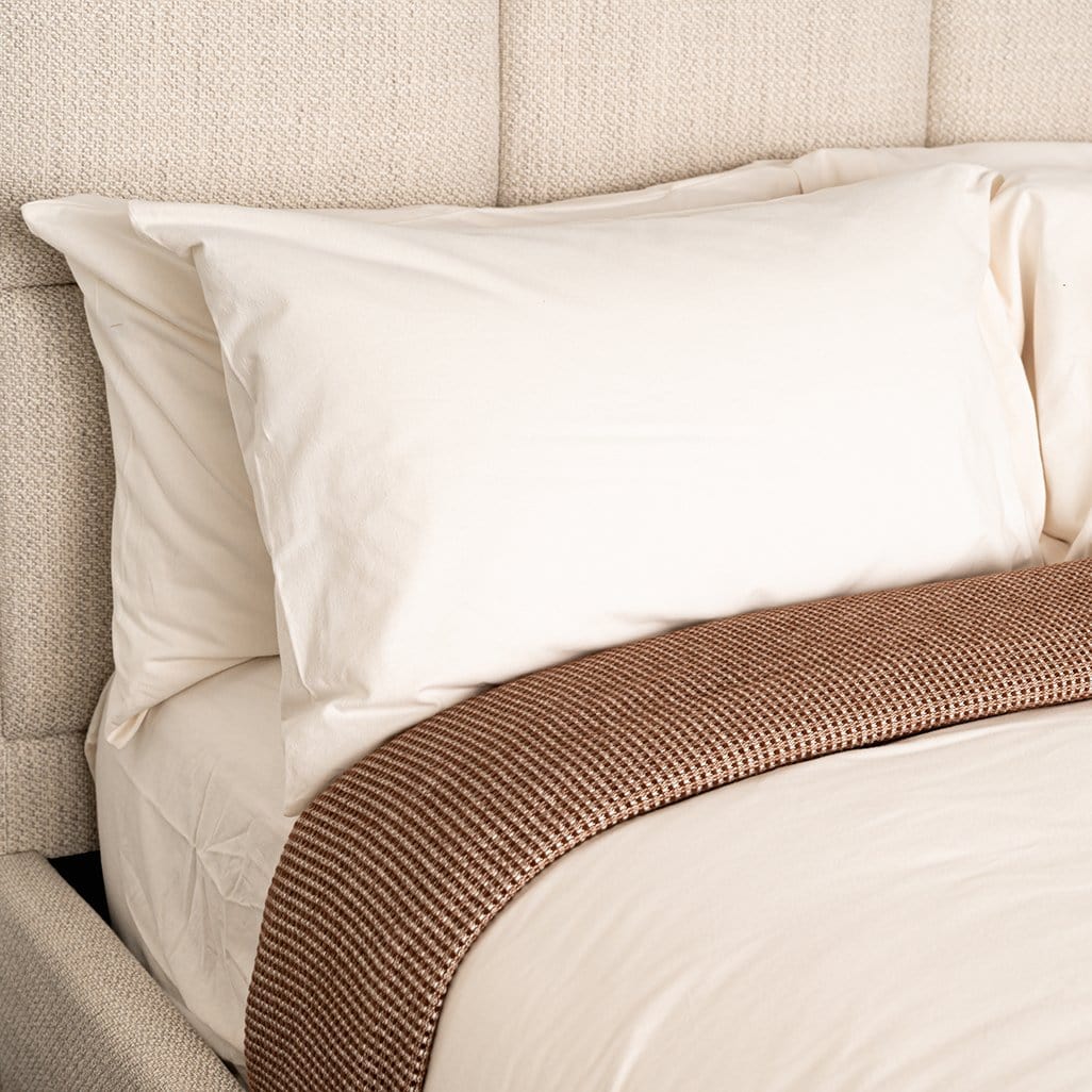 Bed featuring Chalk Organic Flannel Sheet Set