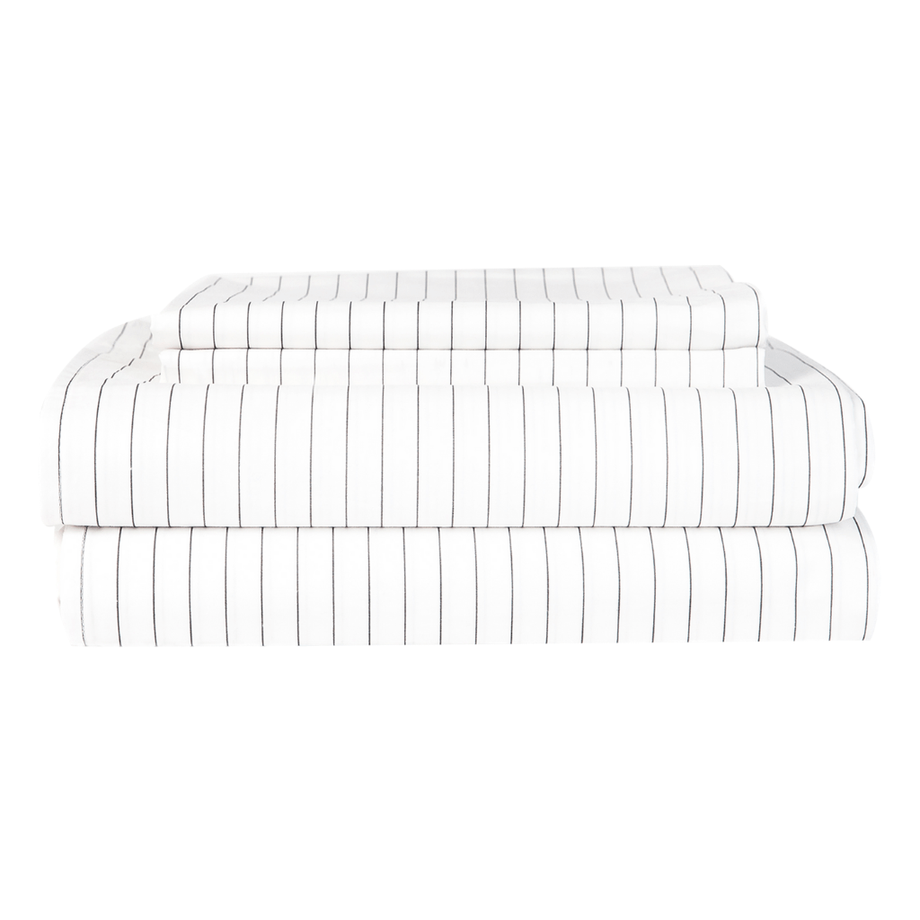 Percale Sheet Set - 100% Egyptian Cotton Grey Stripe