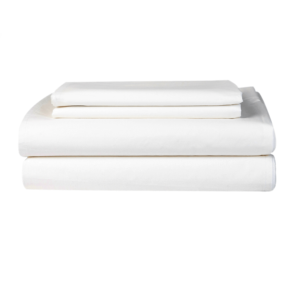 Folded White Sheet Set 2 Pillow cases 1 Fitted Sheet 1 Loose Sheet
