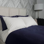 Bed featuring Sapphire Alpine  Organic Flannel Duvet Cover 