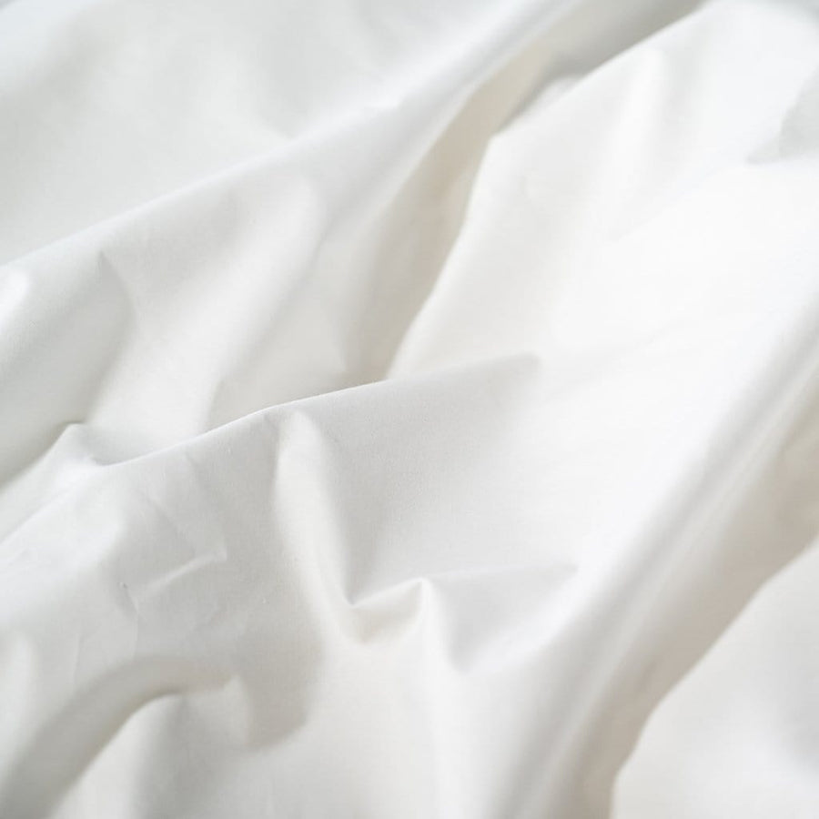 Close Up of White Percale Duvet Cover