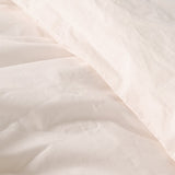 Close up of white washed percale sheet set