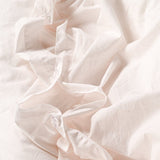 Close up of white percale duvet set
