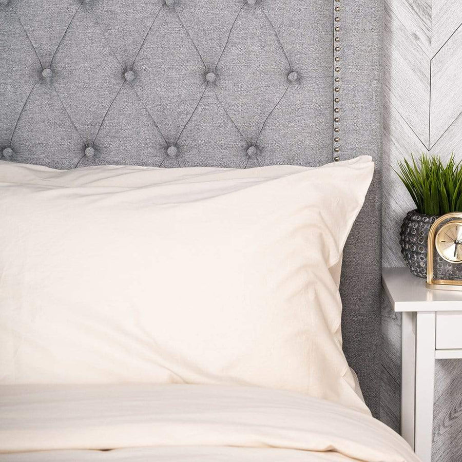 pillows in chalk washed sateen duvet set