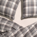 Close up of Plaid Orrganic Flannel Duvet Cover and Pillowcases