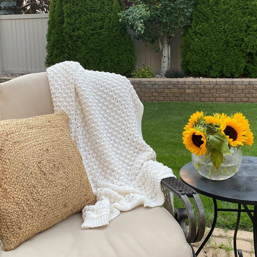 Popcorn Knit Blanket in Ivory | Skylark+Owl Linen Co.